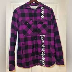 Flatbush Zombie Sherpa Long Sleeve‎ Royal Purple Check Flannel Shacket S.
